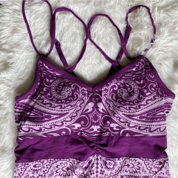 Athleta Majestic Paisley Tunic Tank Top Women’s Size Small Purple White Strappy - Picture 3 of 8